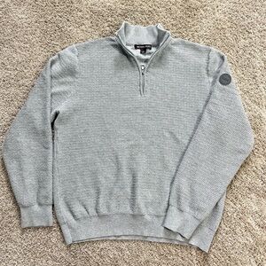 #2520  Michael Kors Sz L Heather Gray Sweater 1/4 Zipper 100% Cotton